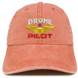 Baseball Caps Drone Pilot Aviation Wing Embroidered Cotton Adjustable Washed Cap - Orange - CV18KN7C9W6 $32.76