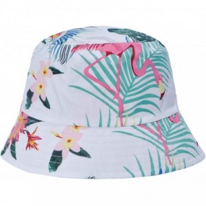 Bucket Hats Fashion Print Bucket Hat Summer Fisherman Cap for Women Men - Flamingos Flower White - CL18AOI7H38 $27.07