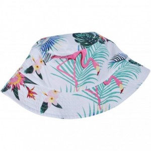 Bucket Hats Fashion Print Bucket Hat Summer Fisherman Cap for Women Men - Flamingos Flower White - CL18AOI7H38 $25.70