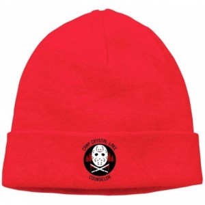 Skullies & Beanies Camp Crystal Lake Friday 13th Beanie Men's Women's Plain Cuff Hat Cap Skull Beanie - Red - CL18AD99LO2 $37.58