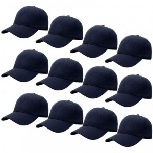 Baseball Caps Wholesale 12-Pack Baseball Cap Adjustable Size Plain Blank Solid Color - Navy. - C518SDAX6CD $49.88