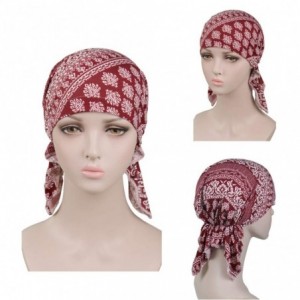Skullies & Beanies Pre Tied Chemo Head Scarf 3 Packed Beanie Skull Cover Cap for Women (TC051-Amoeba2) - C2-paisely-3 Packed ...