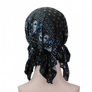 Skullies & Beanies Pre Tied Chemo Head Scarf 3 Packed Beanie Skull Cover Cap for Women (TC051-Amoeba2) - C2-paisely-3 Packed ...