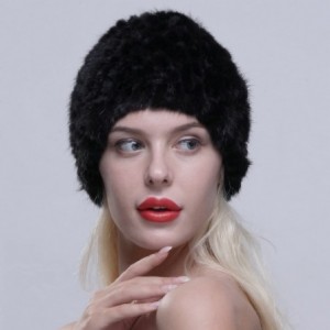 Skullies & Beanies Women's Fur Hat Real Mink Fur Knit Beanie Cap Multicolor - Black - CZ12N38LZ1P $63.88