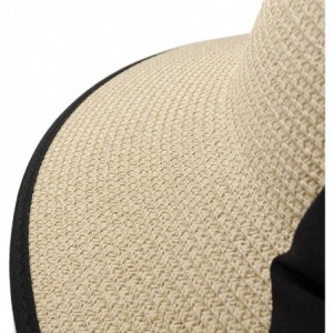 Sun Hats Summer Straw Beach Sun Visor Ponytail Hats for Women Foldable Floppy - Straw-nk-2 Pack-beige/Pink - C618S6T4T5I $34.83