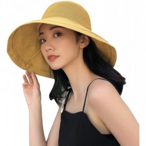 Bucket Hats Women Wide Brim Sun Hats Foldable UPF 50+ Sun Protective Bucket Hat - Reticulated-yellow - C418TR9LKL9 $36.10