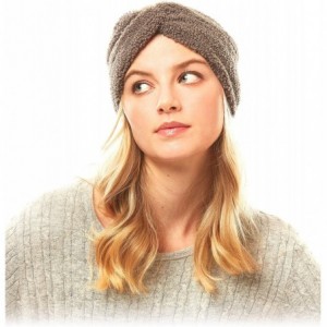 Headbands Women's Winter Knitted Headband Ear Warmer Head Wrap (Flower/Twisted/Checkered) - Sherpa Fleece-grey - CH18WOI454O ...