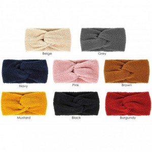Headbands Women's Winter Knitted Headband Ear Warmer Head Wrap (Flower/Twisted/Checkered) - Sherpa Fleece-grey - CH18WOI454O ...