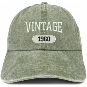 Baseball Caps Vintage 1960 Embroidered 60th Birthday Soft Crown Washed Cotton Cap - Olive - CM180WUDDT7 $40.38