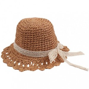 Sun Hats Women Summer Sun Hat Girls Handmade Straw Hat Foldable Family Style Wide Brim Caps - Girls-khaki - C718OO73GQ4 $22.10