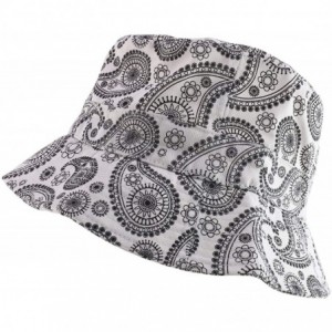 Bucket Hats Paisley Bandana Print 100% Cotton Bucket Hat - White - CV1839HXHLX $39.04