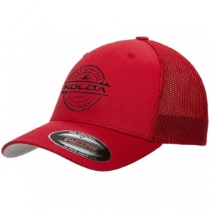 Baseball Caps Flexfit 6511 Truckers Caps - Red With Black Logo - CK12D0K3DW5 $32.38