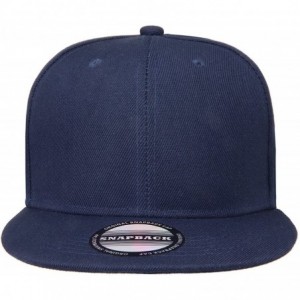 Baseball Caps Classic Snapback Hat Cap Hip Hop Style Flat Bill Blank Solid Color Adjustable Size - 2pcs Navy & Navy - CV195ZZ...
