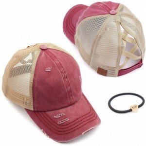 Baseball Caps Exclusives Hatsandscarf Distressed Adjustable - A Elastic Band-berry - CU194RSM2KG $29.02