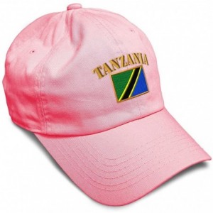 Baseball Caps Soft Baseball Cap Tanzania Flag Embroidery Twill Cotton Dad Hats for Men & Women - Coral - C918YSWANUA $31.26