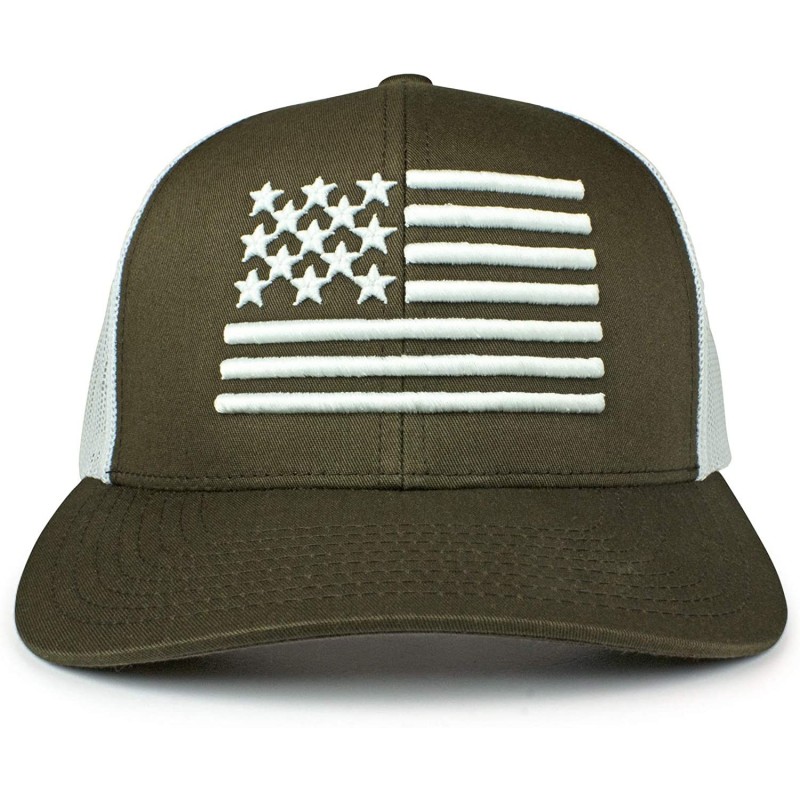 Baseball Caps USA Mesh Trucker Hat (Snapback Baseball Cap) USA Hat - Sun Protection - Brown/White - CW18U4QOQ90 $41.00