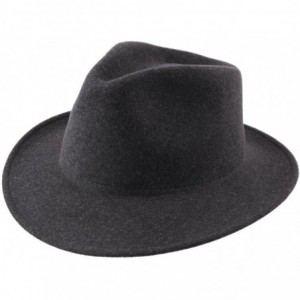Fedoras Men's Nude Traveller Teardrop Wool Felt Fedora Hat Packable Water Repellent - Anthracite - C4187DT2M86 $87.56