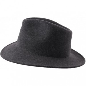 Fedoras Men's Nude Traveller Teardrop Wool Felt Fedora Hat Packable Water Repellent - Anthracite - C4187DT2M86 $81.23