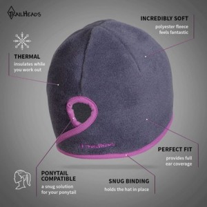 Skullies & Beanies Women's Ponytail Hat - Runner's Beanie - Charcoal / Purple - CQ11MNF652J $50.05
