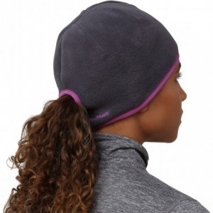 Skullies & Beanies Women's Ponytail Hat - Runner's Beanie - Charcoal / Purple - CQ11MNF652J $50.05