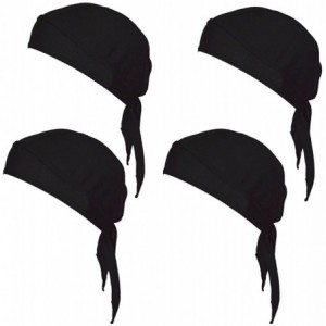 Skullies & Beanies Sweat Wicking Beanie Cap Hat Chemo Cap Skull Cap for Men and Women - Black (4 Pack) - C818D7UH4ZY $41.23