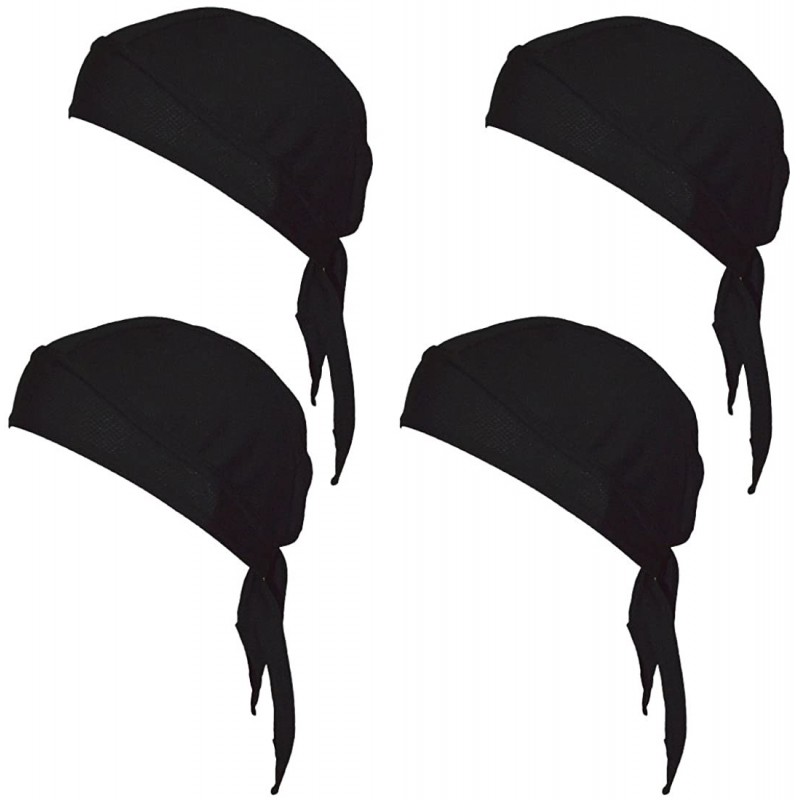 Skullies & Beanies Sweat Wicking Beanie Cap Hat Chemo Cap Skull Cap for Men and Women - Black (4 Pack) - C818D7UH4ZY $38.66