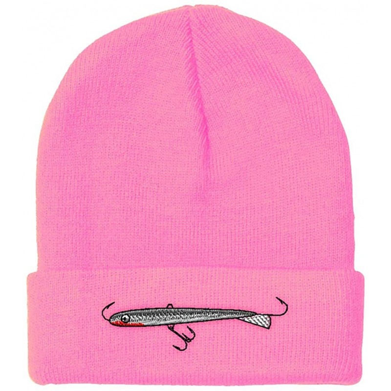 Skullies & Beanies Custom Beanie for Men & Women Sport Ice Fishing Jig Embroidery Skull Cap Hat - Soft Pink - CR18ZS3KDXA $23.04