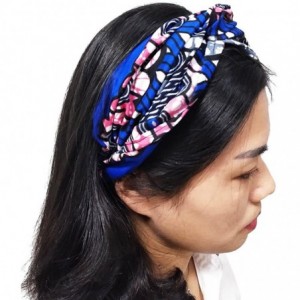 Headbands Elastic Africanprint Wax Turban Twist Headband Fashion Yoga Exercise - Navy - CD18C9NEZ49 $25.84