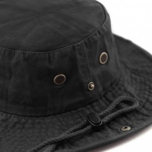 Sun Hats 100% Cotton Stone-Washed Safari Wide Brim Foldable Double-Sided Sun Boonie Bucket Hat - Black - CW182YKQOHY $22.97