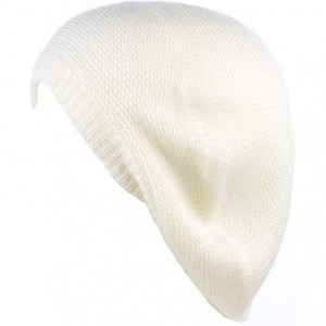 Berets Chic French Style Lightweight Soft Slouchy Knit Beret Beanie Hat in Solid - Off White - CU18LCCLIDL $22.43