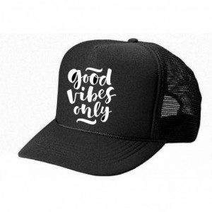 Baseball Caps Women's Mens Unisex Trucker Hat - Good Vibes Only - Cool Stylish Apparel Accessories - Black-white Print - C318...