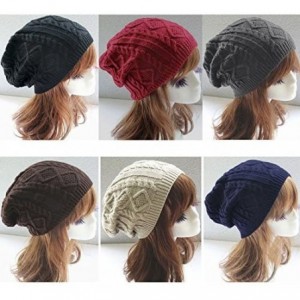 Skullies & Beanies Unisex Mens Womens Knitted Wool Winter Oversized Slouchy Warm Beanie Hat Cap - Gray - CO12MZW7574 $27.81