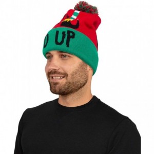 Skullies & Beanies Men's Christmas Hat- Charcoal/Green- One Size - Red Elf - CA18UXH5KEA $19.69