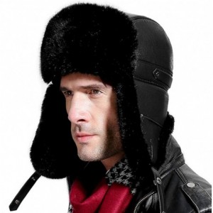 Balaclavas Faux Fur Bomber Hat Russian Ushanka Hat Tapper Hat with Earflap - Black-2 - CC193ZQQOTE $48.87