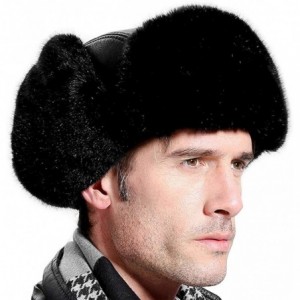 Balaclavas Faux Fur Bomber Hat Russian Ushanka Hat Tapper Hat with Earflap - Black-2 - CC193ZQQOTE $48.87