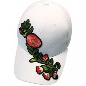 Berets Womens Baseball Cap Couple Applique Floral Unisex Snapback Hip Hop Flat Hat - White - CZ18I0DHOLH $17.65
