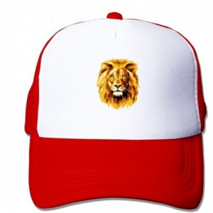 Skullies & Beanies Unisex Mesh Hat Roaring Lion Baseball Caps Grid Hat Adjustable Trucker Cap Headwear Bandanas - Red - C518G...