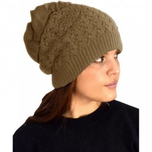 Skullies & Beanies Womens Knit Thick Warm Slouch Beanie Ski Hat Cap - Taupe - C011QLMN9ZV $24.98