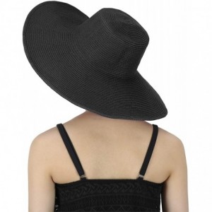 Sun Hats Sun Hats for Women - Wide Brim Beach Floppy Summer Hat for Girls - Black - CN11KY1IKEZ $26.69
