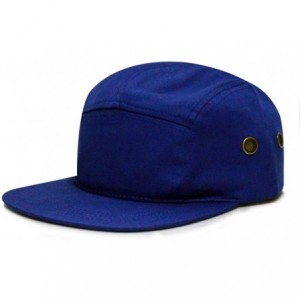 Baseball Caps 5 Panel Cotton with Leather Strap - Royal Blue - CA110LTRIU7 $27.60