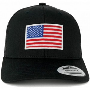 Baseball Caps American Flag Patch Snapback Trucker Mesh Cap - Black - White Patch - CL12ITQZ9MR $36.57