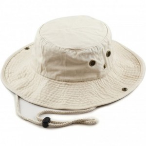 Sun Hats 100% Cotton Stone-Washed Safari Wide Brim Foldable Double-Sided Sun Boonie Bucket Hat - Putty - CV12NVB6YK4 $26.20