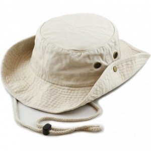 Sun Hats 100% Cotton Stone-Washed Safari Wide Brim Foldable Double-Sided Sun Boonie Bucket Hat - Putty - CV12NVB6YK4 $23.70
