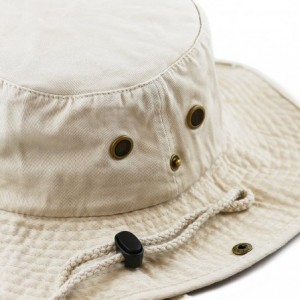 Sun Hats 100% Cotton Stone-Washed Safari Wide Brim Foldable Double-Sided Sun Boonie Bucket Hat - Putty - CV12NVB6YK4 $23.70