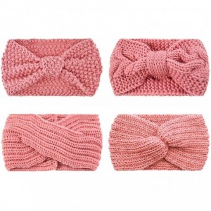 Headbands Crochet Turban Headband for Women Warm Bulky Crocheted Headwrap - 4 Pack Color Pink - C818MHKQTMC $21.99