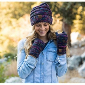 Skullies & Beanies Exclusives Oversized Slouchy Beanie Bundled with Matching Lined Touchscreen Glove - Burgundy - CR193EO2DT5...