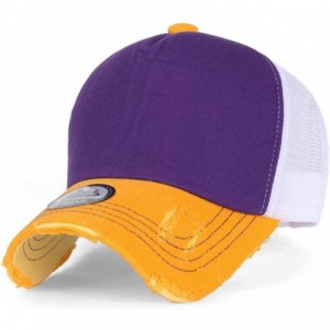 Baseball Caps Solid Color Vintage Distressed Mesh Blank Trucker Hat Baseball Cap - Purple - C812KJDIQLT $45.28