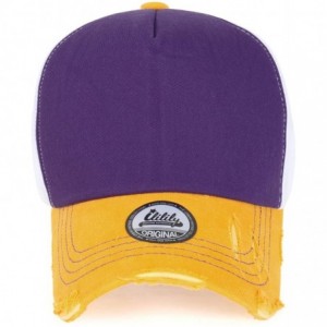 Baseball Caps Solid Color Vintage Distressed Mesh Blank Trucker Hat Baseball Cap - Purple - C812KJDIQLT $38.43