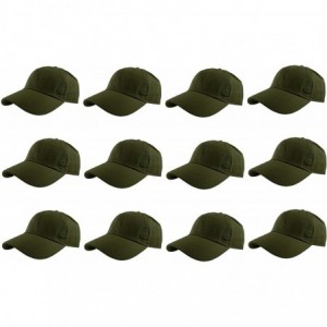 Baseball Caps Baseball Caps 100% Cotton Plain Blank Adjustable Size Wholesale LOT 12 Pack - Army Green - C91827DTC5K $62.39