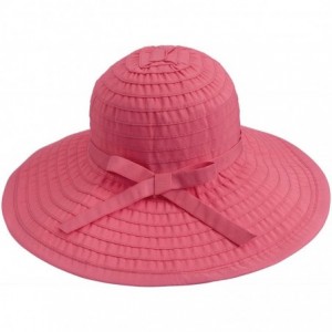 Sun Hats Floppy Women Sun Hat Foldable Large Brim Hat with Ribbon - Rose - CQ123WQTUUV $21.29
